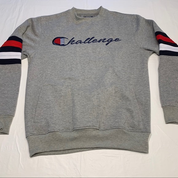 Bleecker and Mercer Challenge Logo Gray Crewneck Sweatshirt Men’s Medium - Picture 1 of 9